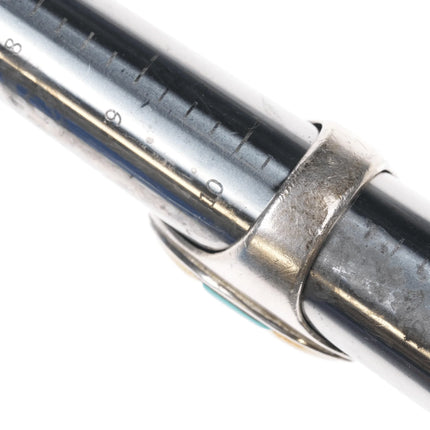 sz11 Large MT Zuni Silver, turquoise, and coral channel inlay ring - Estate Fresh Austin