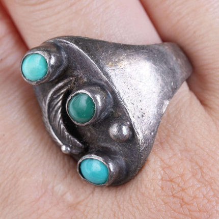 Sz11 Old Pawn Navajo sterling turquoise ring - Estate Fresh Austin