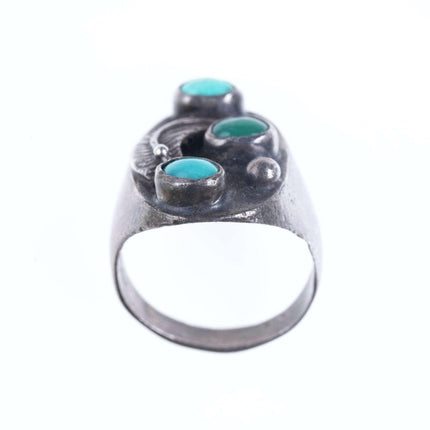 Sz11 Old Pawn Navajo sterling turquoise ring - Estate Fresh Austin