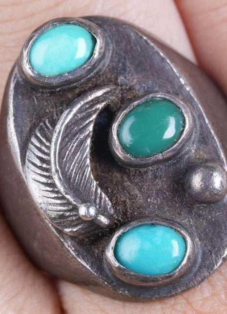 Sz11 Old Pawn Navajo sterling turquoise ring - Estate Fresh Austin