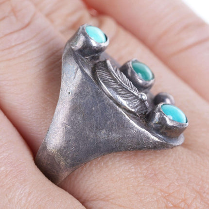 Sz11 Old Pawn Navajo sterling turquoise ring - Estate Fresh Austin