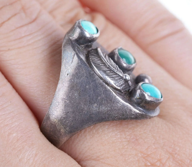 Sz11 Old Pawn Navajo sterling turquoise ring - Estate Fresh Austin