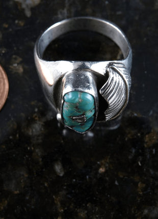 sz11 Old Pawn Navajo sterling/turquoise ring - Estate Fresh Austin