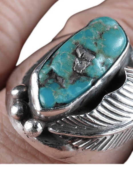 sz11 Old Pawn Navajo sterling/turquoise ring - Estate Fresh Austin