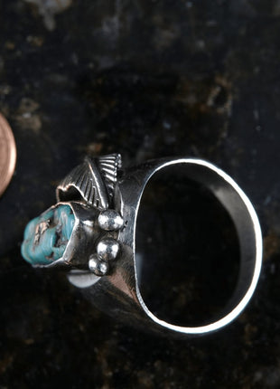 sz11 Old Pawn Navajo sterling/turquoise ring - Estate Fresh Austin