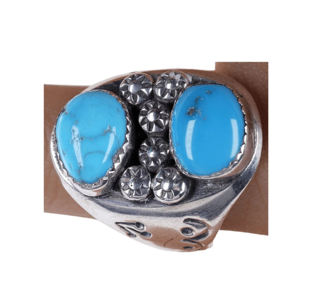 Sz11 old Pawn Sterling/turquoise ring - Estate Fresh Austin