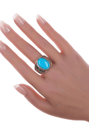 sz11 Southwestern sterling and block turquoise ring - Estate Fresh Austin