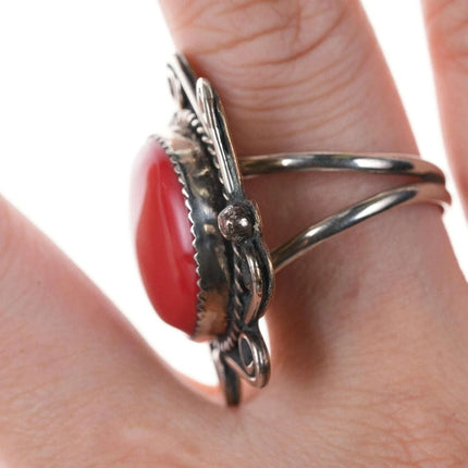 sz11 Vintage Native american red jasper ring - Estate Fresh Austin