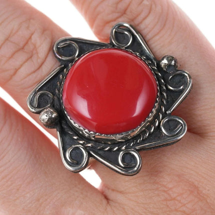 sz11 Vintage Native american red jasper ring - Estate Fresh Austin