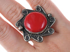 sz11 Vintage Native american red jasper ring - Estate Fresh Austin