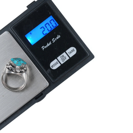 sz11 Vintage Native American silver and tuquoise nugget men's ring - Estate Fresh Austin