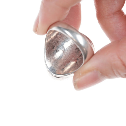 sz11 Vintage Native American silver and tuquoise nugget men's ring - Estate Fresh Austin