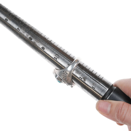 sz11 Vintage Native American silver and tuquoise nugget men's ring - Estate Fresh Austin