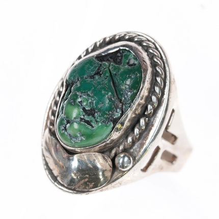 Sz11 Vintage Native American sterling and turquoise ring with open sides - Estate Fresh Austin