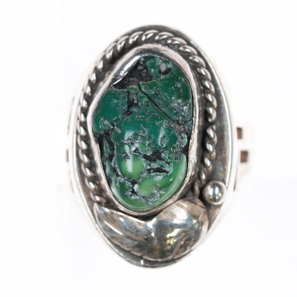 Sz11 Vintage Native American sterling and turquoise ring with open sides - Estate Fresh Austin