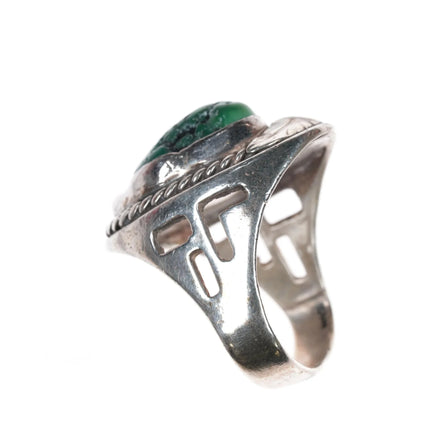 Sz11 Vintage Native American sterling and turquoise ring with open sides - Estate Fresh Austin