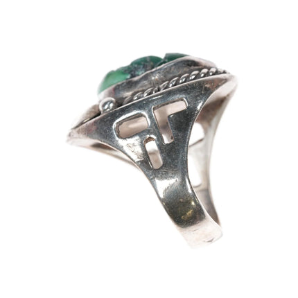Sz11 Vintage Native American sterling and turquoise ring with open sides - Estate Fresh Austin