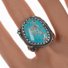 sz11 Vintage Native American TJ Sterling ring with turquoise - Estate Fresh Austin