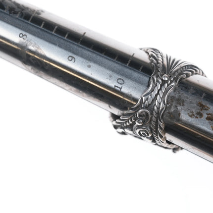 sz11 Vintage Native American TJ Sterling ring with turquoise - Estate Fresh Austin