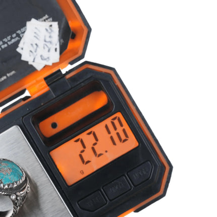 sz11 Vintage Native American TJ Sterling ring with turquoise - Estate Fresh Austin