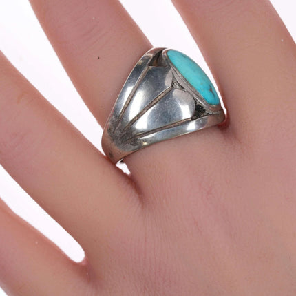 sz11 Vintage Silver and turquoise ring - Estate Fresh Austin