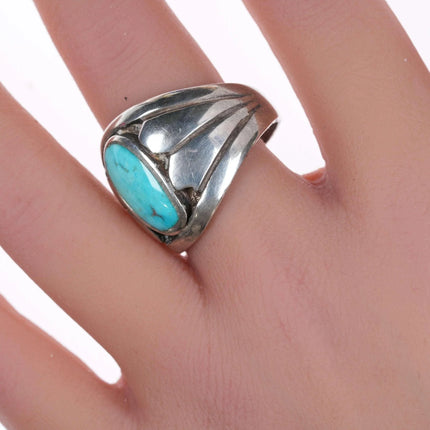 sz11 Vintage Silver and turquoise ring - Estate Fresh Austin