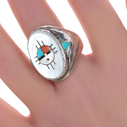sz11 Vintage Zuni inlay sterling ring - Estate Fresh Austin