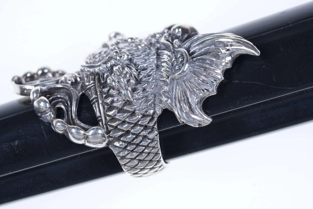 Sz11.25" Large Vintage Sandcast Sterling Fish Ring - Estate Fresh Austin