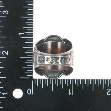 sz11.25 LL 70's-80's Native American silver, turquoise, and coral ring - Estate Fresh Austin