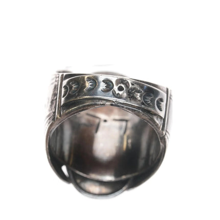 sz11.25 LL 70's-80's Native American silver, turquoise, and coral ring - Estate Fresh Austin