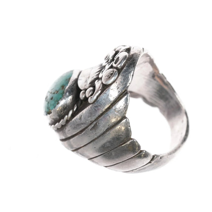 sz11.25 Vintage Navajo sterling green turquoise ring - Estate Fresh Austin