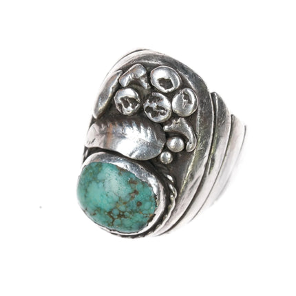 sz11.25 Vintage Navajo sterling green turquoise ring - Estate Fresh Austin