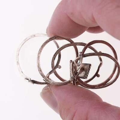 sz11.5 30's-40's Navajo puzzle ring silver and turquoise - Estate Fresh Austin