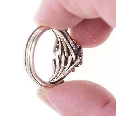 sz11.5 30's-40's Navajo puzzle ring silver and turquoise - Estate Fresh Austin