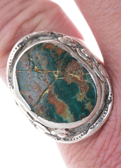 Sz11.5 40's - 50's Navajo silver and turquoise ring - Estate Fresh Austin