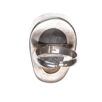sz11.5 Adjustable Vintage Sterling Carved Tiger's Eye skull ring - Estate Fresh Austin