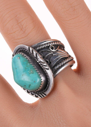 sz11.5 Southwestern sterling and turquoise ring - Estate Fresh Austin