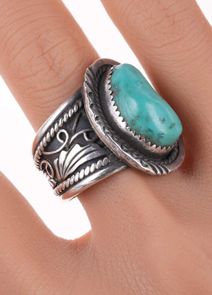 sz11.5 Southwestern sterling and turquoise ring - Estate Fresh Austin