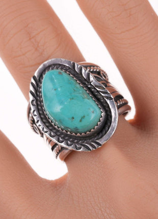 sz11.5 Southwestern sterling and turquoise ring - Estate Fresh Austin