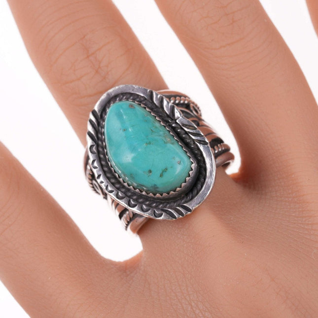 sz11.5 Southwestern sterling and turquoise ring - Estate Fresh Austin