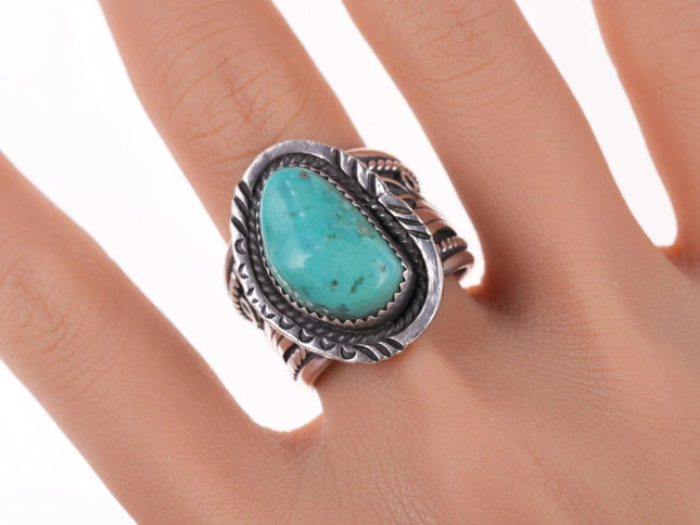 sz11.5 Southwestern sterling and turquoise ring - Estate Fresh Austin