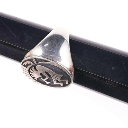 sz11.5 Steven Sockyma Hopi Overlay Style Sterling silver ring - Estate Fresh Austin