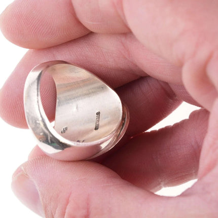 sz11.5 Steven Sockyma Hopi Overlay Style Sterling silver ring - Estate Fresh Austin