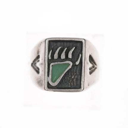sz11.5 Vintage Native American silver/turquoise bear paw ring - Estate Fresh Austin