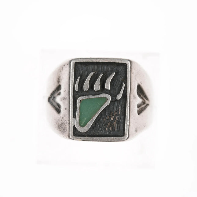 sz11.5 Vintage Native American silver/turquoise bear paw ring - Estate Fresh Austin