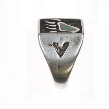 sz11.5 Vintage Native American silver/turquoise bear paw ring - Estate Fresh Austin