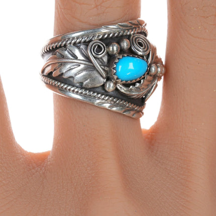 sz11.5 Vintage Navajo silver and turquoise ring - Estate Fresh Austin