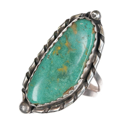 sz11.5 Vintage Navajo sterling and turquoise long ring - Estate Fresh Austin