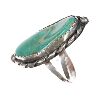 sz11.5 Vintage Navajo sterling and turquoise long ring - Estate Fresh Austin