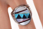 sz11.5 Vintage Zuni Sterling Munti-stone inlay ring - Estate Fresh Austin